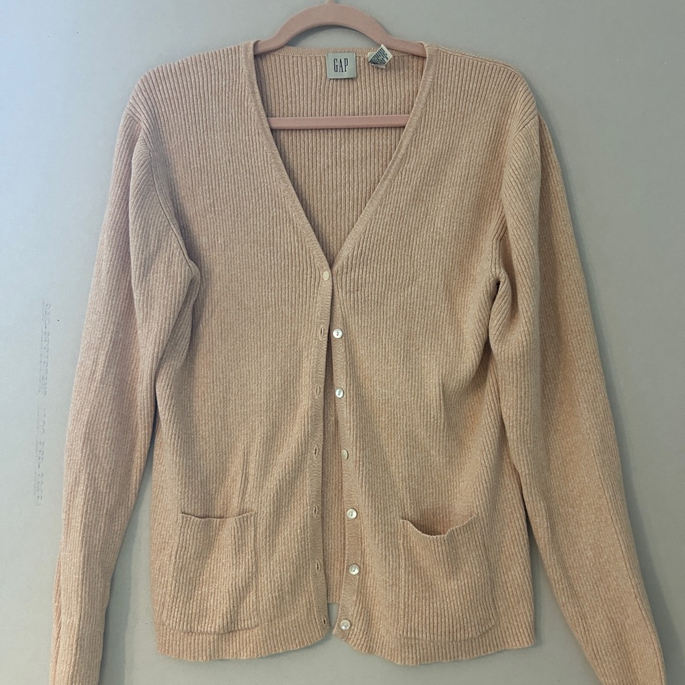 GAP Women's Vintage Peach Ribbed Cardigan
